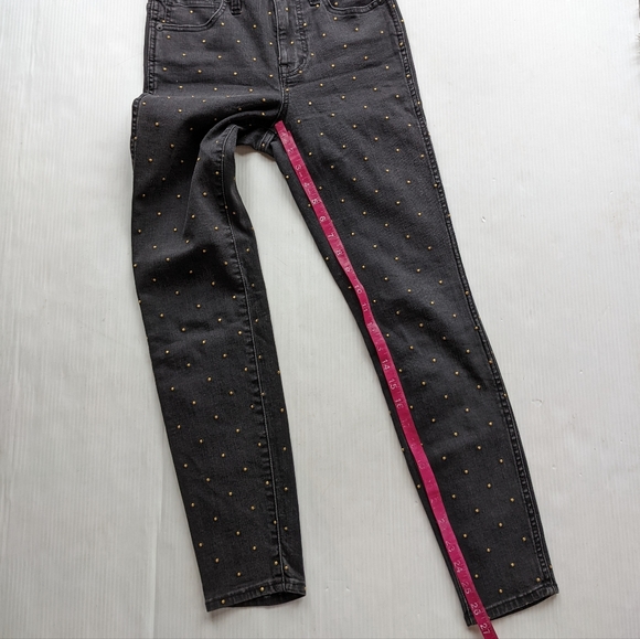 MADEWELL Black Gold Dots 10" High Rise Skinny Jeans Size 25 - Picture 7 of 11